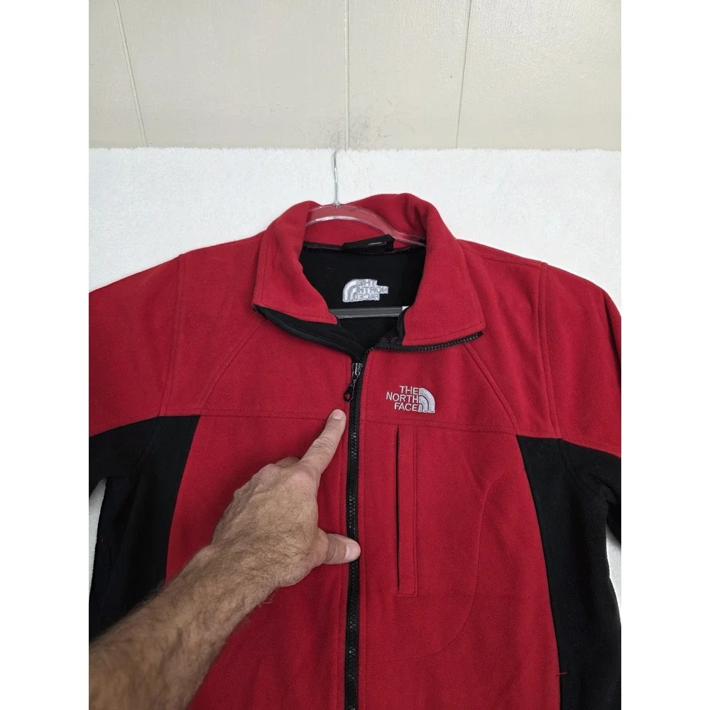 The North Face Jacket Mens Small Red‎ Black Fleece Full Zip Outdoor Hiking